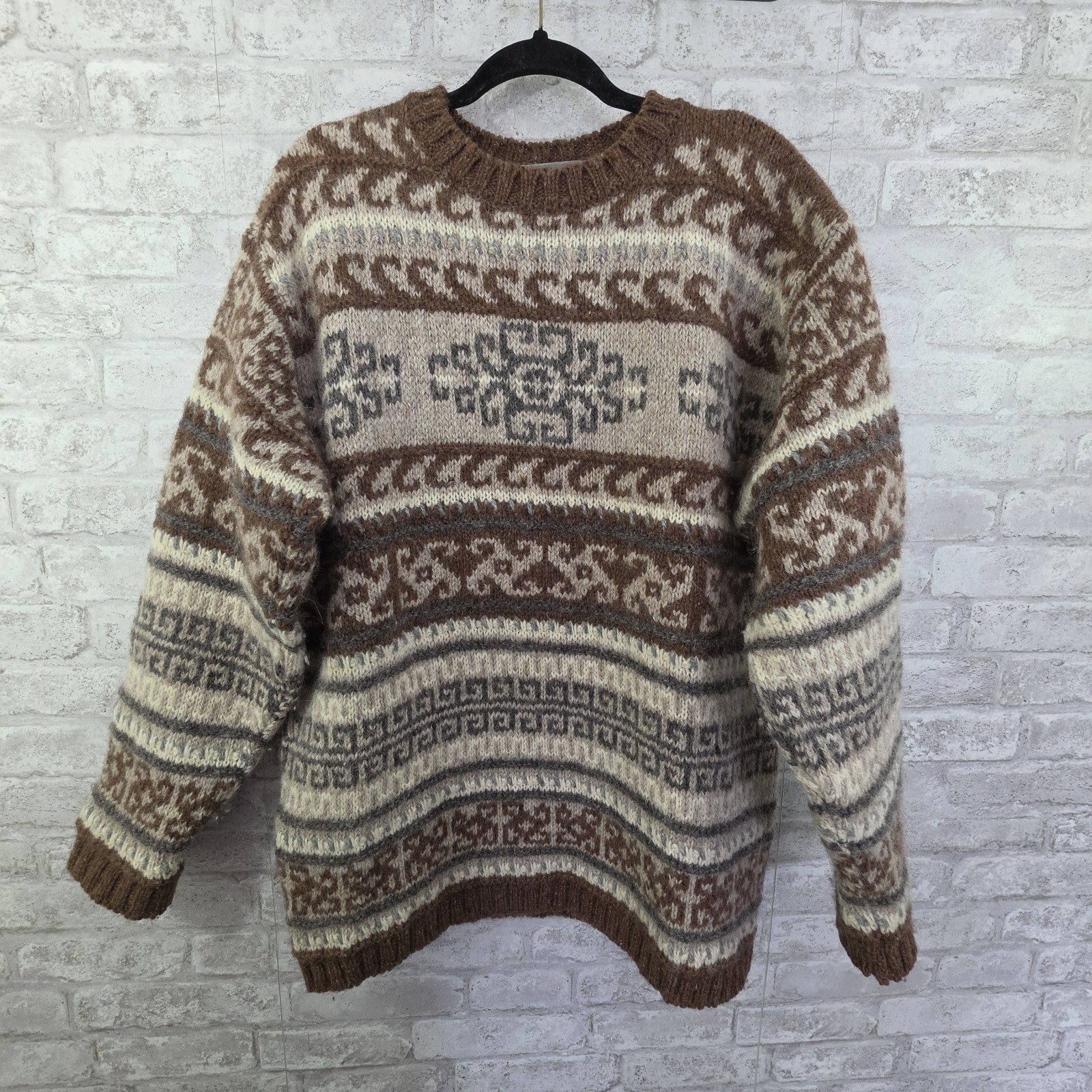 Vintage 1990 Heavy Wool Blend Fair Isle Sweater Mens Size Large