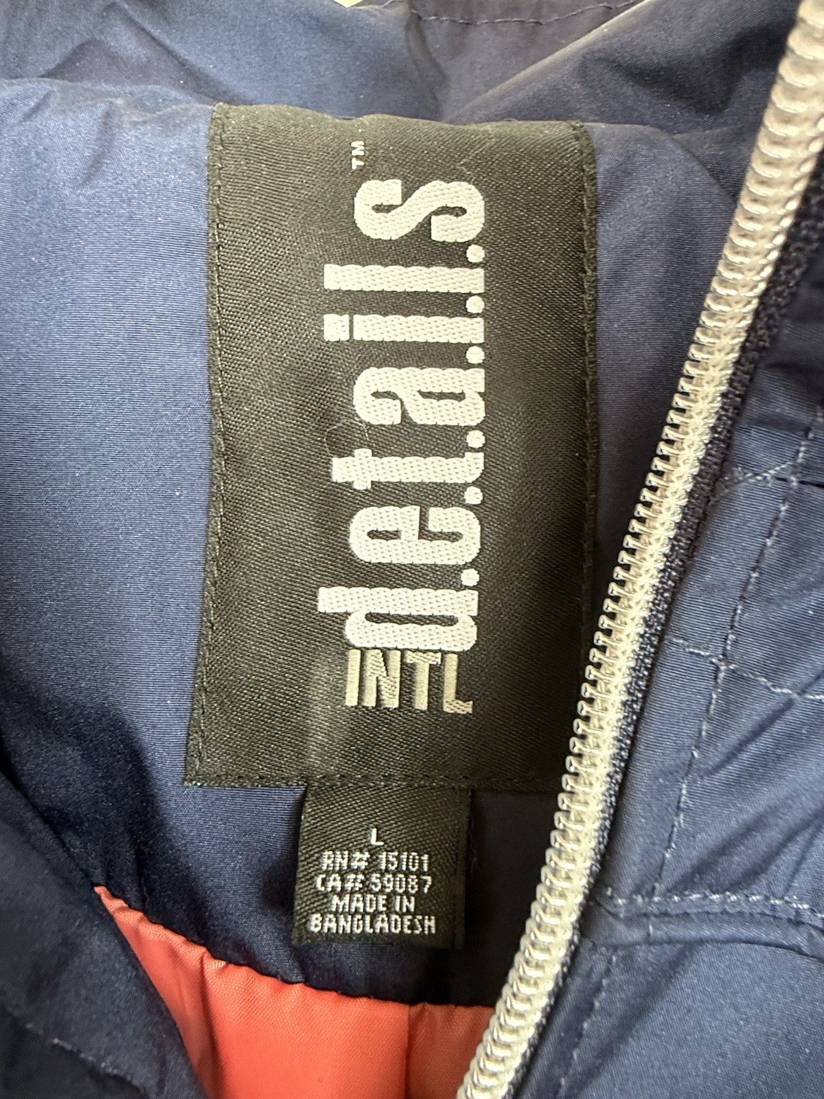 NEW INTL D.e.t.a.i.l.s Navy Blue Peacoat Jacket Coat Sz Large Full Zip Hood NWT