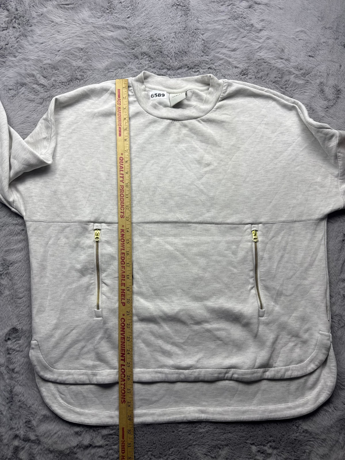 Varley Double Soft Paige Longline Sweatshirt Ivory Marl Women’s Extra Large