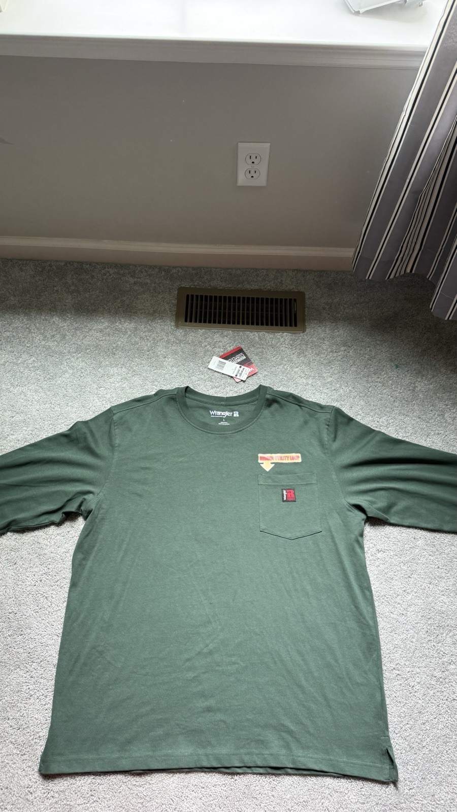 Wrangler Riggs Workwear Men’s Green Long Sleeve T-shirt – Size L