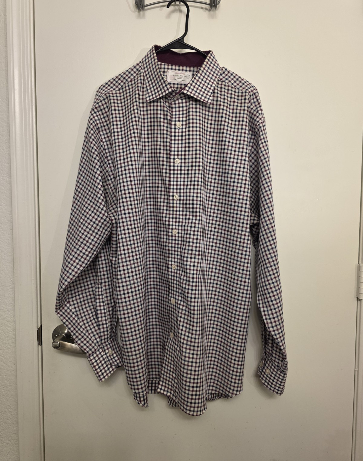 Lorenzo Uomo Perfect White Shirt Trim Fit Check Dress Shirt 18.5 36/37 Cotton