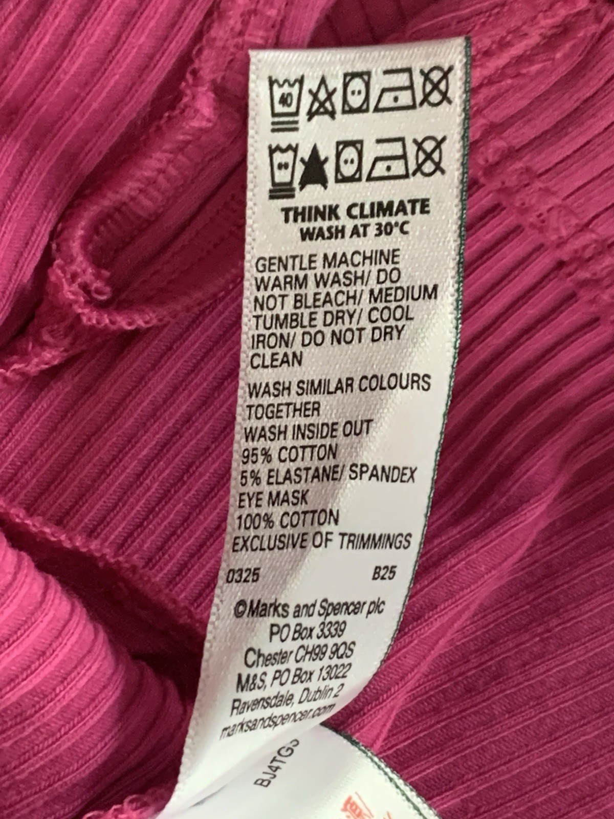 BNWT M&S Women/Ladies Fuchsia Cotton Pyjamas Sets With Eye Mask Size Uk 20