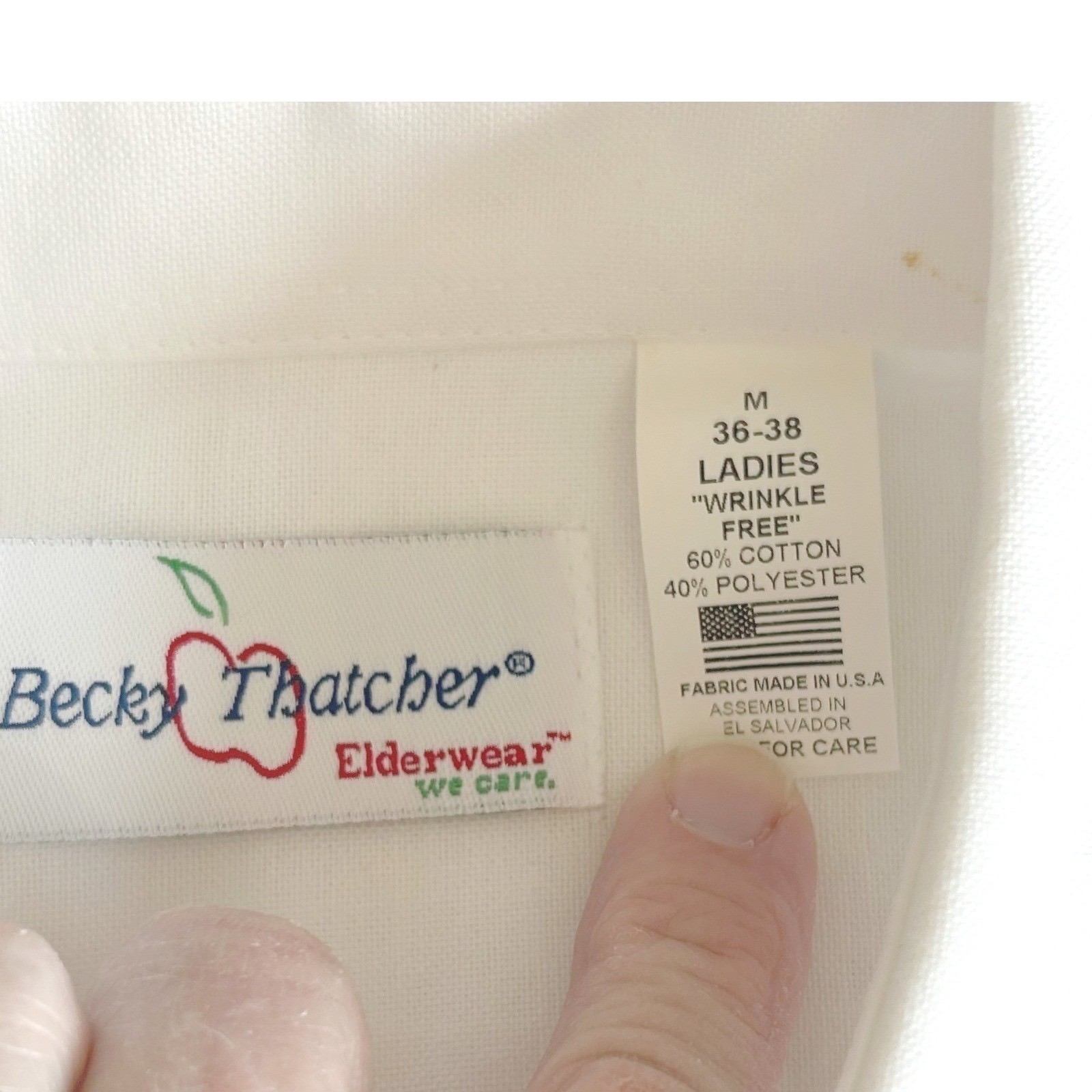 Womens Button Down Shirt Medium White Long Sleeve Academic Becky Thatcher