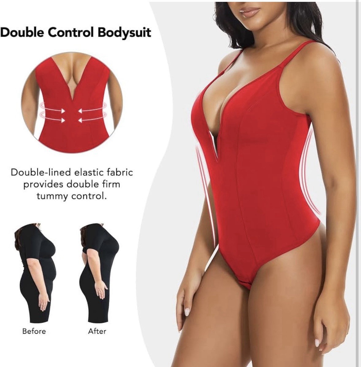 Shaper in Red Sexy Low Cut Shapewear Bodysuit Size Medium