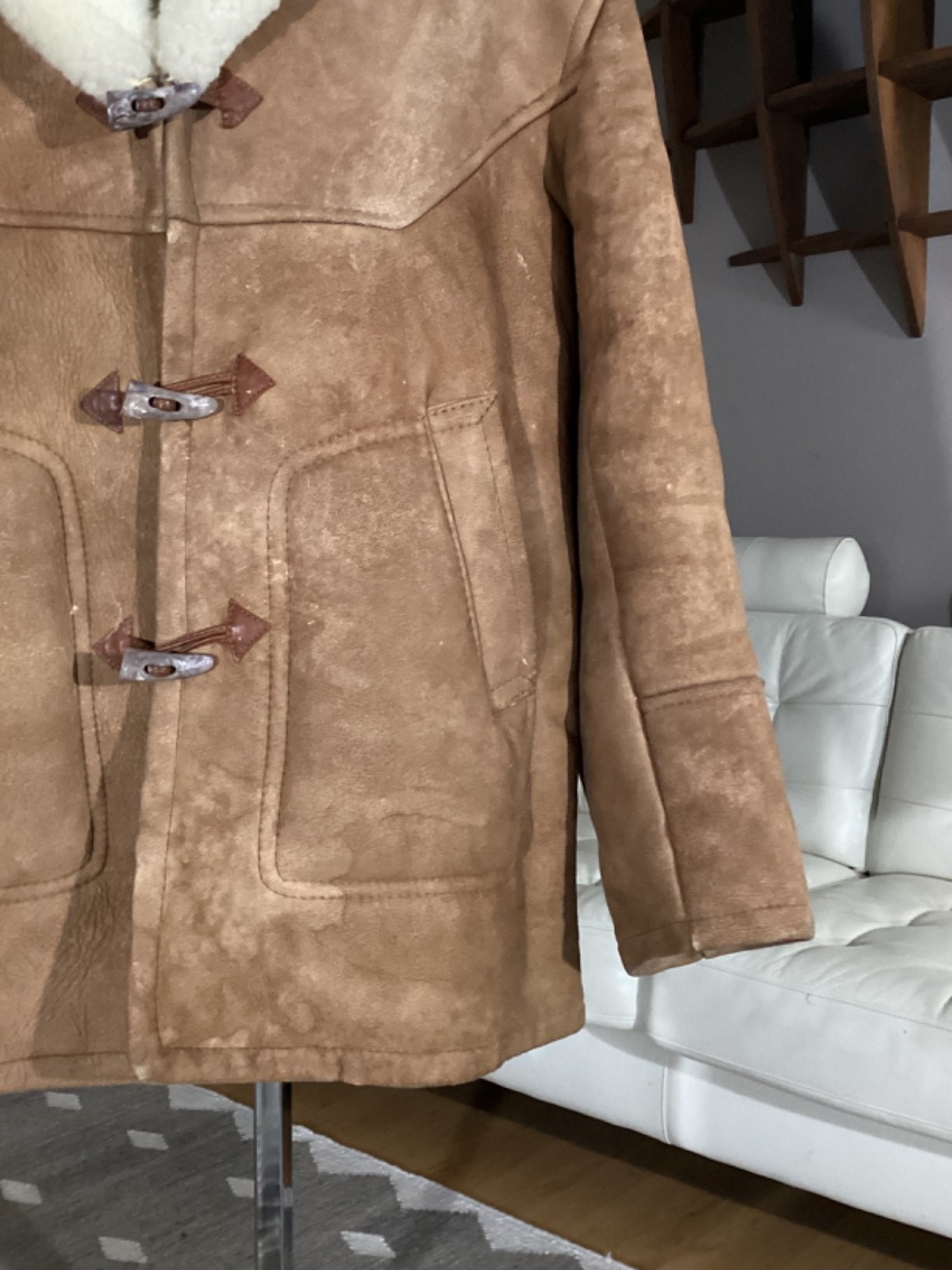 Vintage Men’s Heavy Sheepskin / Leather Western Rancher Plainsman’s COAT sz XL
