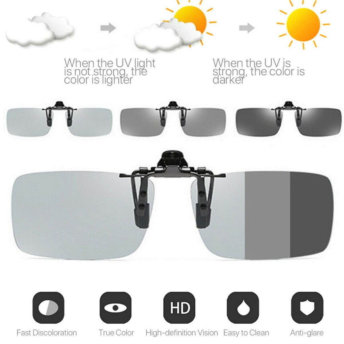 Polarized Flip Up Clip On Sunglasses Unisex 100% UV Protection Fishing Driving