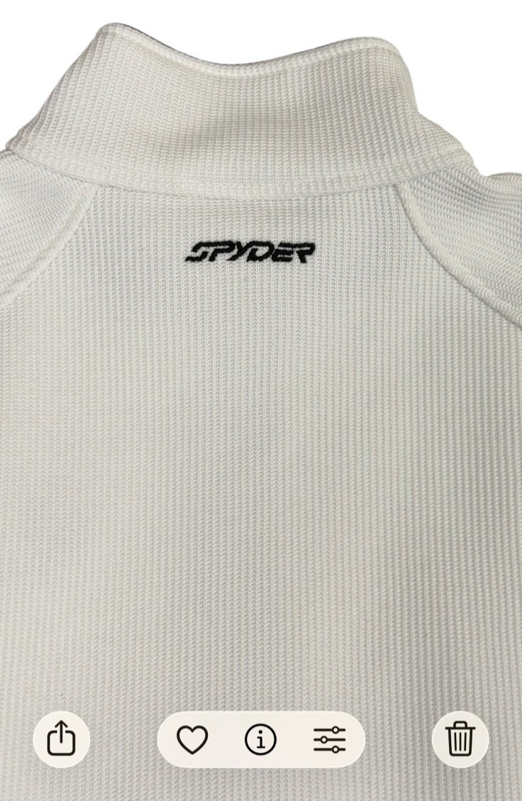 Spyder Mens Large Core Sweater Half Zip Pullover Waffle Knit White Black Outdoor