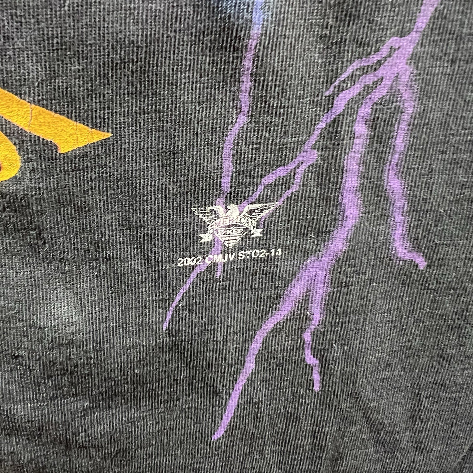 Vintage Sturgis Shirt Mens Large Black Purple Lightning Wolf Biker Rally AOP