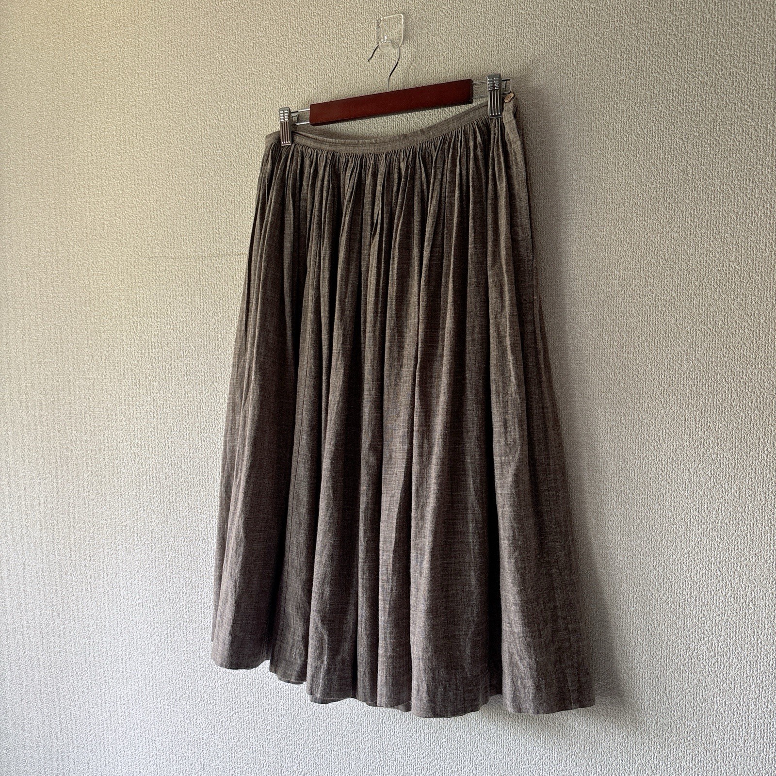45rpm 45R Cotton Gathered Long Skirt Brown Made in Japan Size M