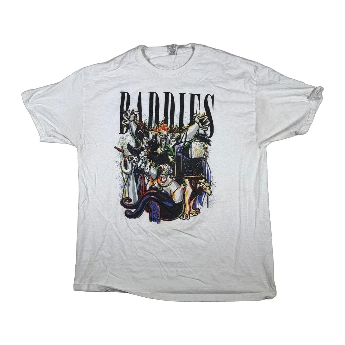 Disney Villains Badges T Shirt XL White Graphic Tee Ursula Maleficent Cruella