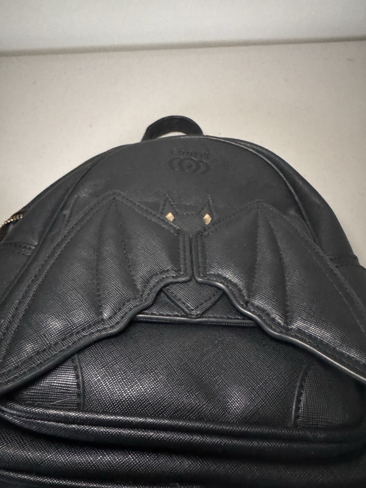 COOFIT Black Bat Wing Mini Backpack Purse Gold Hardware Zip Magnetic Closure