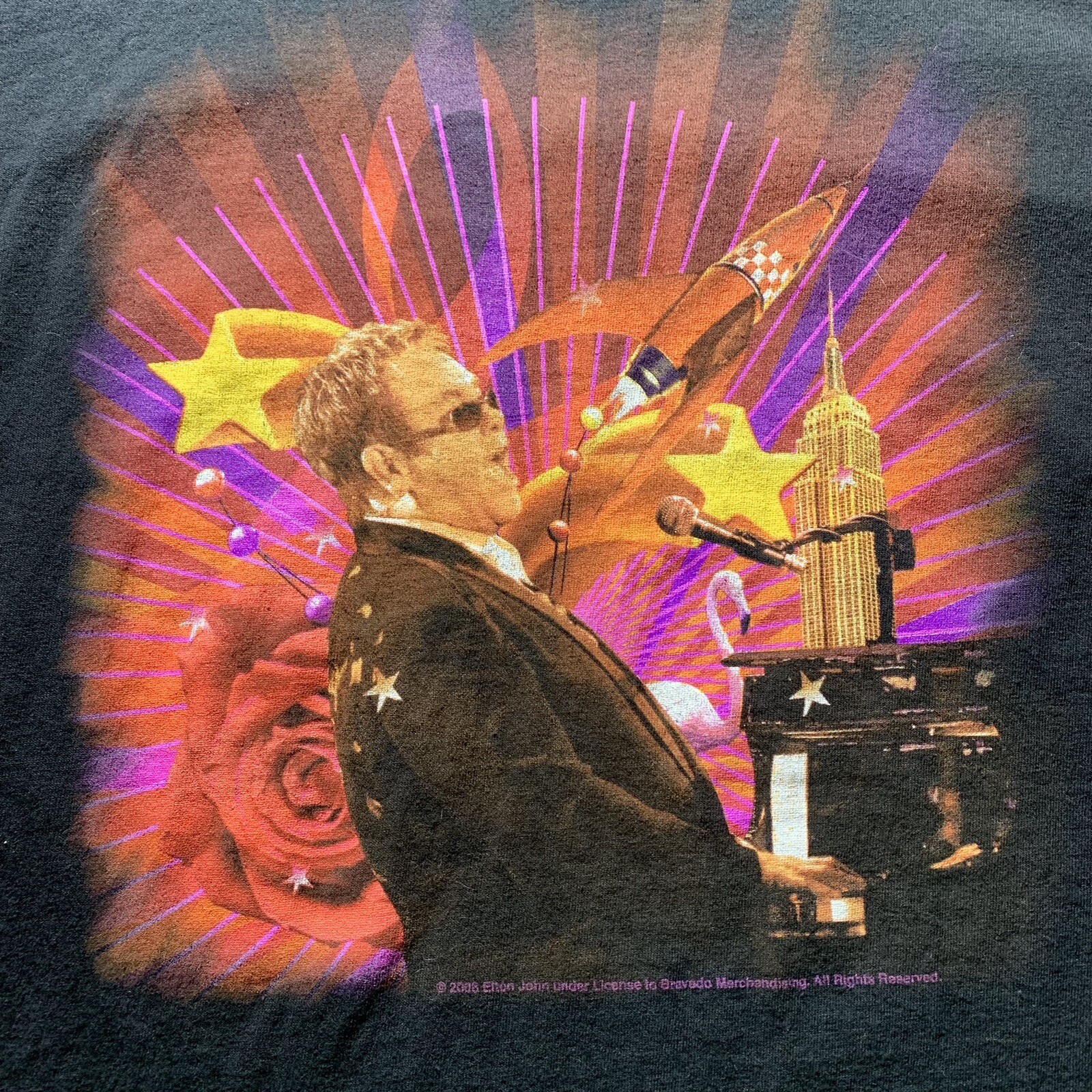 Elton John T-Shirt Rocket Man Tour Mens Size XL Black 2008
