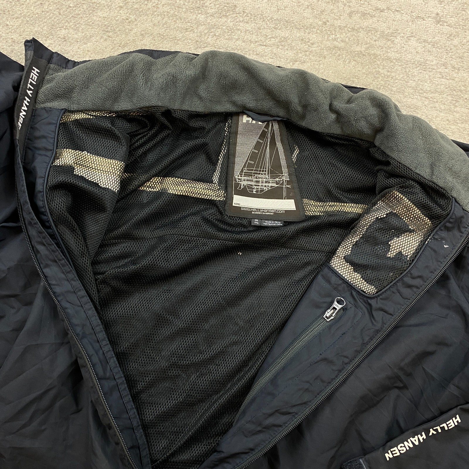 Helly Hansen Sailing Crew Waterproof Coat Jacket XL Black Full Zip Outdoor Rain