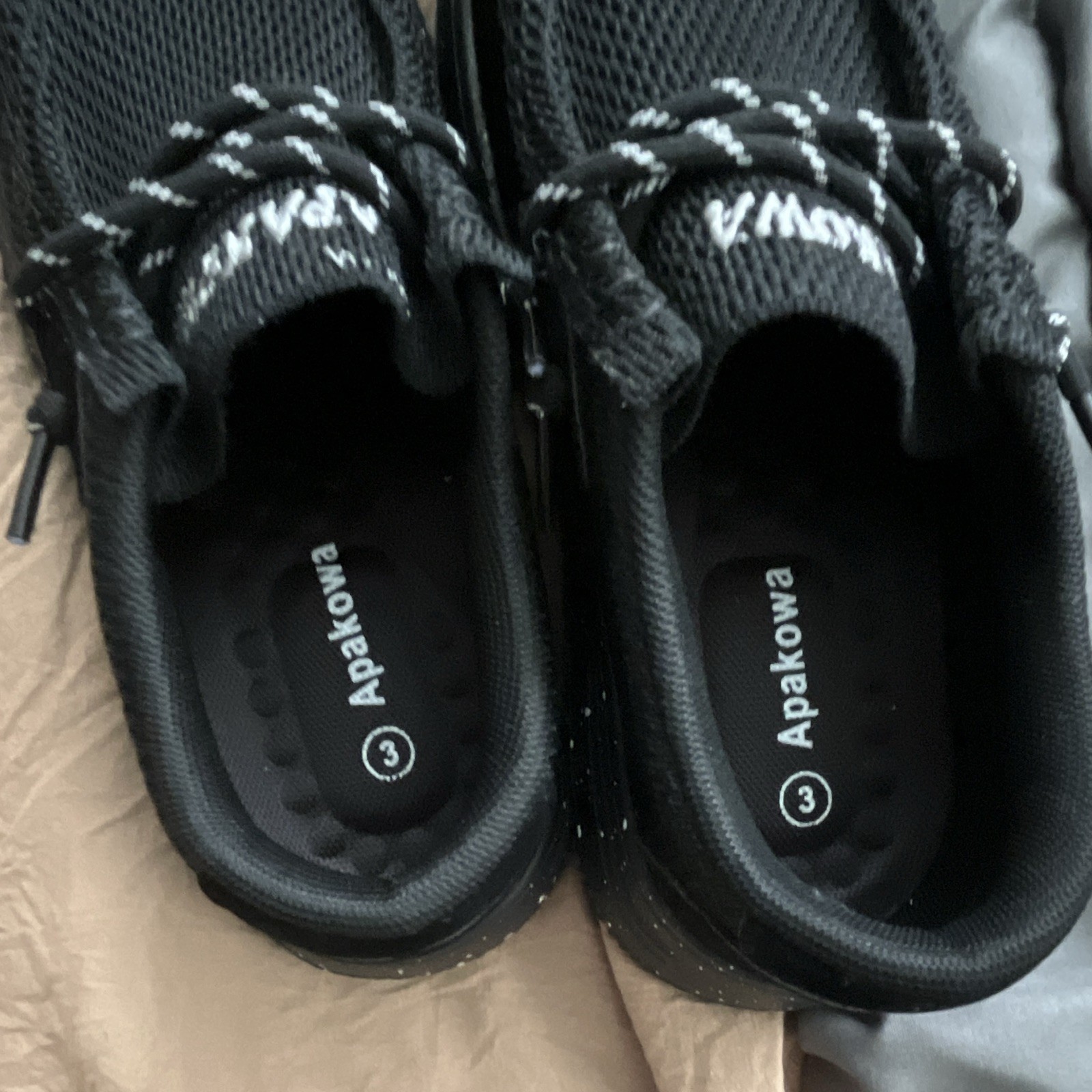 4 pairs kids shoes only been worn a couple times . Big kids size 3 ￼￼