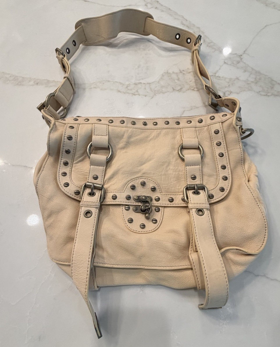 cynthia rowley leather purse handbag Nailhead Trim Pockets EUC