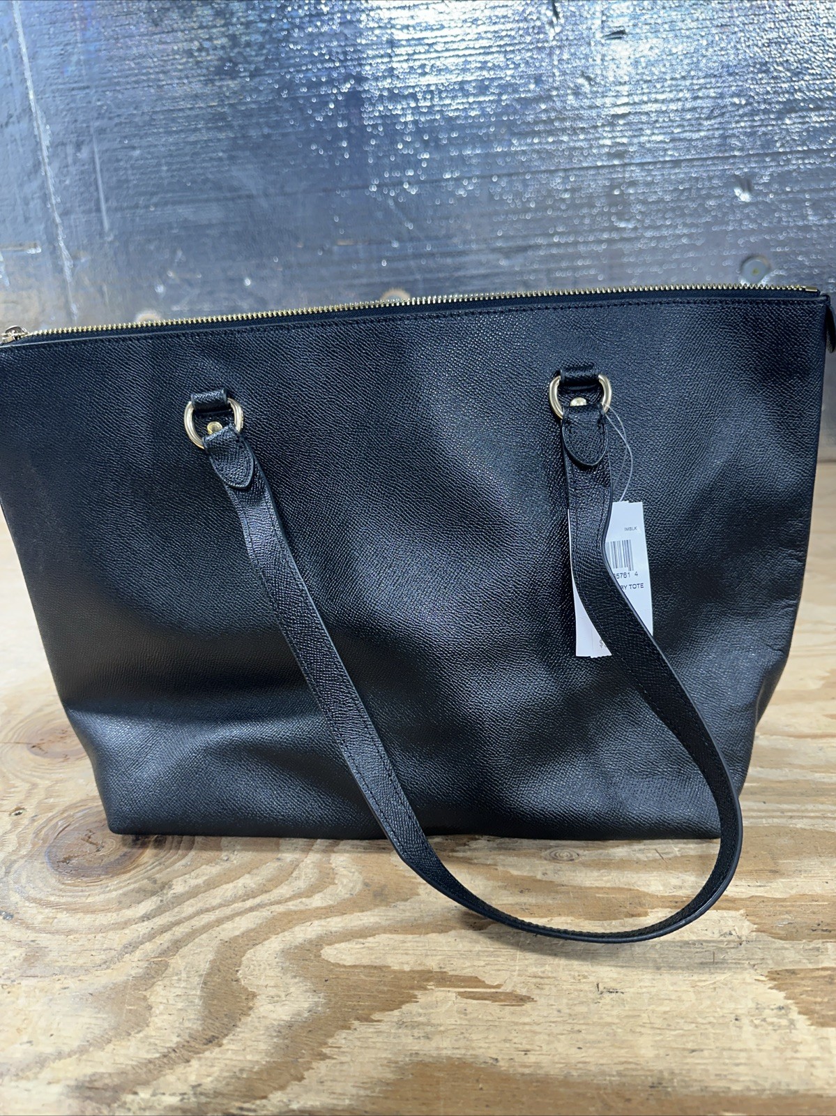 COACH GALLERY TOTE Black Crossgrain Leather Gold Hardware F79608