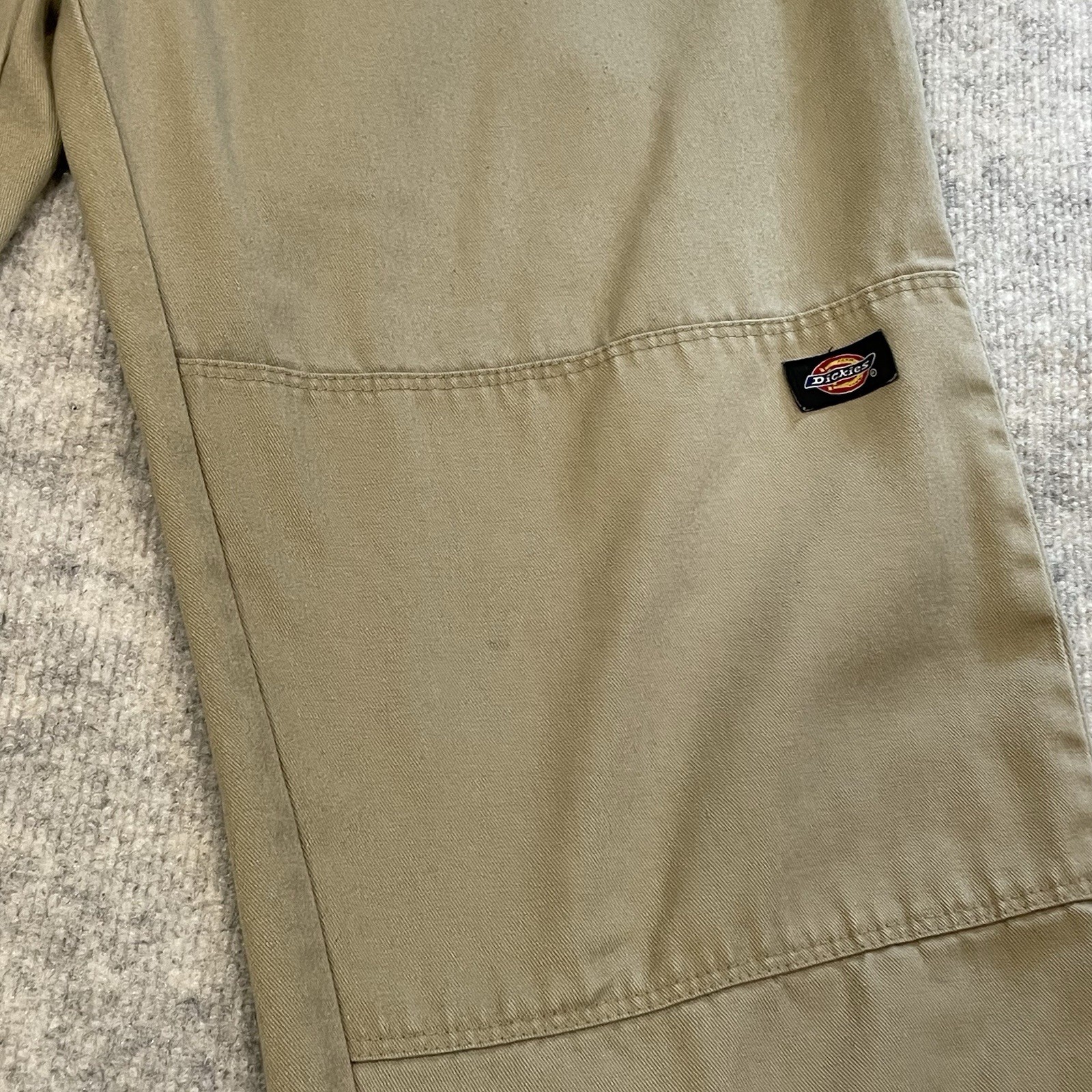Dickies Men Loose Fit Double Knee Work Pants Khaki 40×32 Distressed Skater 85283