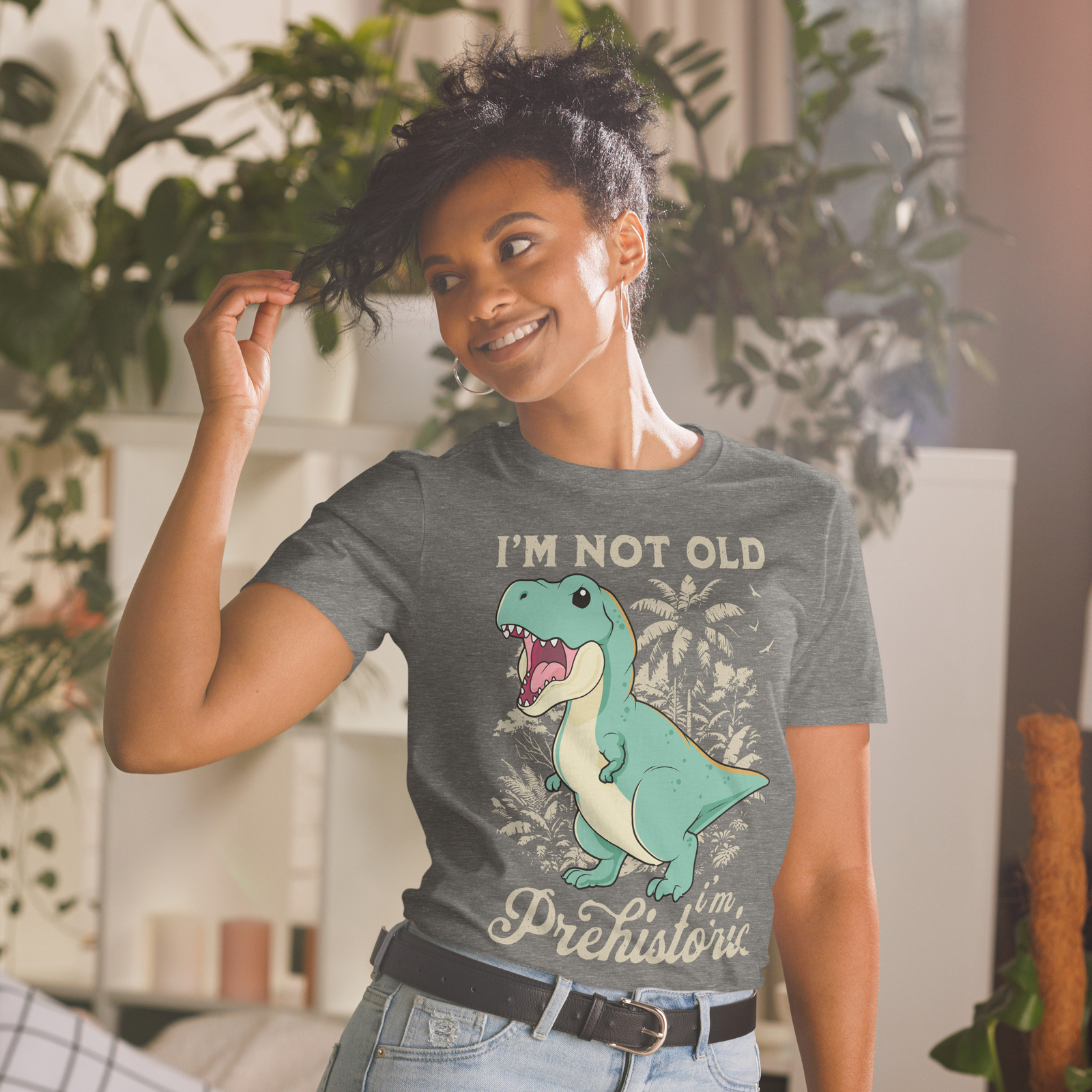 I’m Not Old I’m Prehistoric Funny T-Rex Dinosaur Fathers Day T-Shirt Size S-3XL