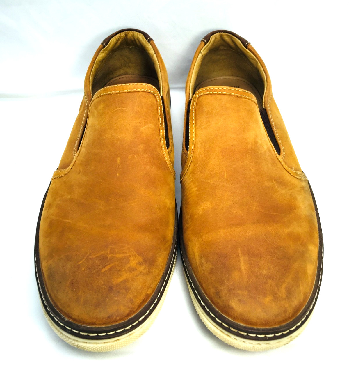 J&M Johnston Murphy McGuffey Lt Tan Slip-On Loafers Suede Nubuck Shoes Mens 10M