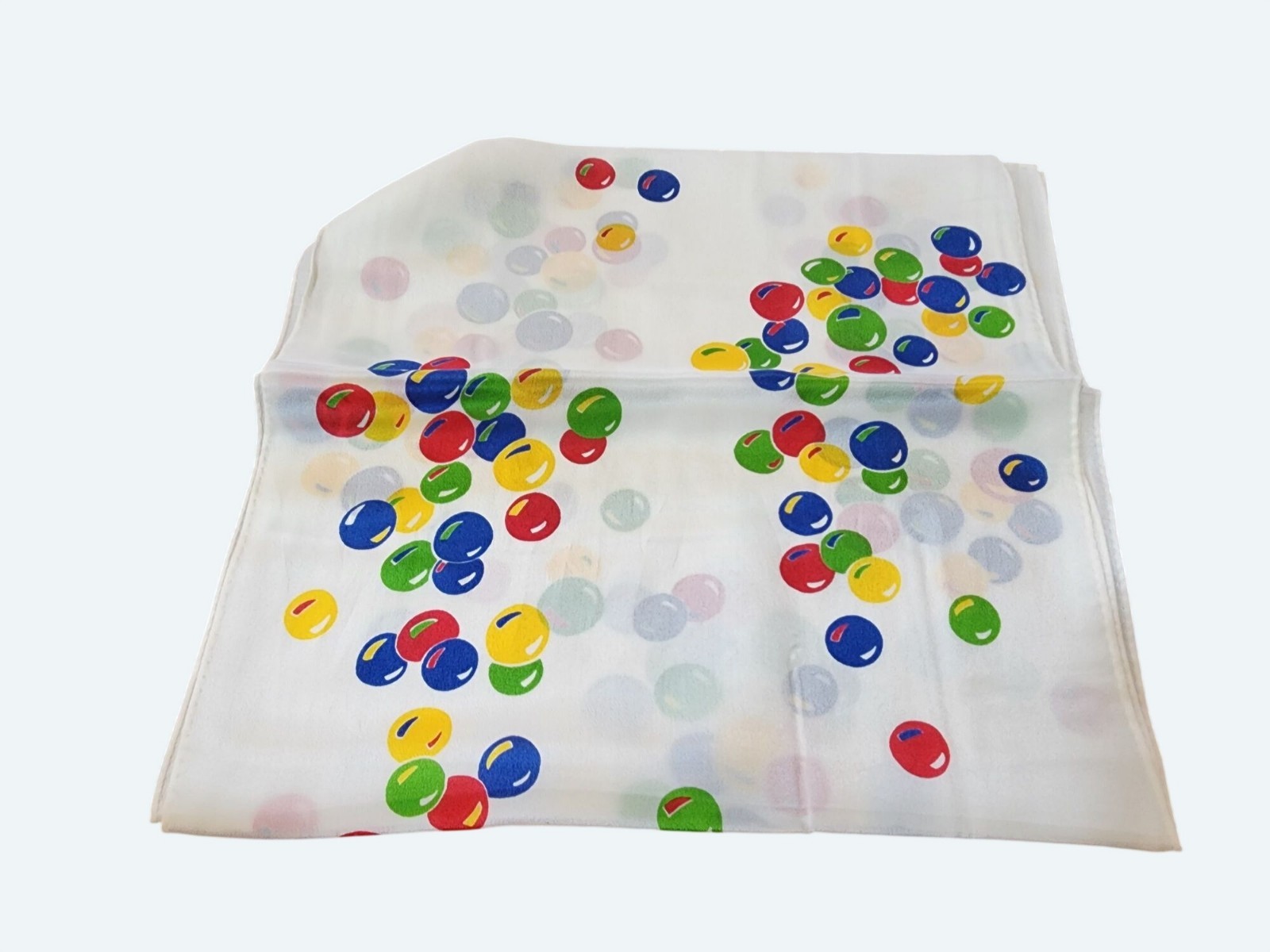 Vintage Echo White Silk Scarf w Multicolor Bubble Print 11×46 Inches Retro