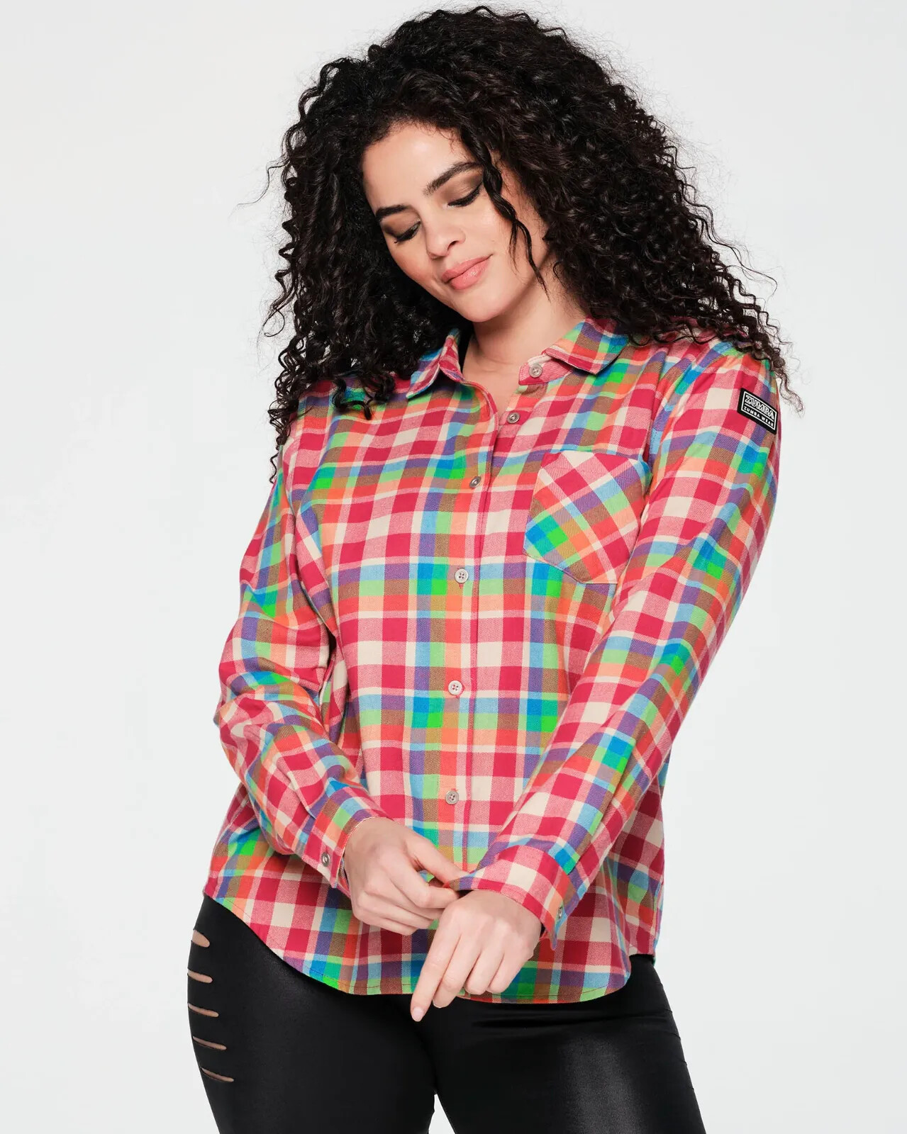 Zumba Plaid Pop Button Down Shirt – Gumball ~ XS S M L XL XXL ~ Free Ship!
