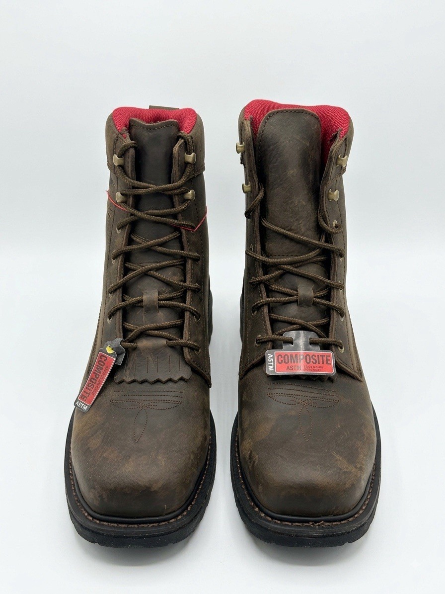 Rocky Men’s Brown Leather Lace-Up Work Boots US 11 M Composite Toe