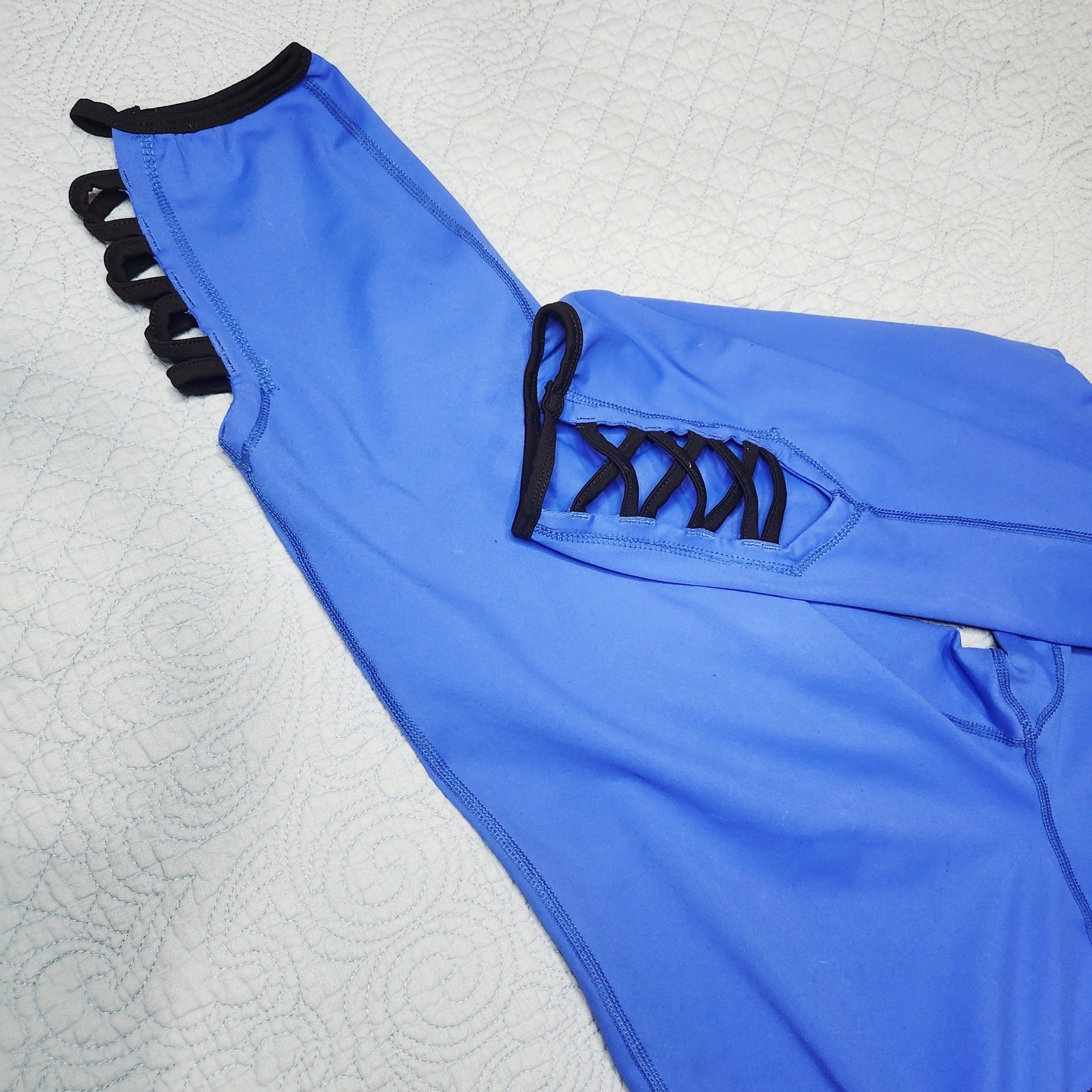 Torrid Blue Yoga Pants with Cross Strap Detail 2/2X