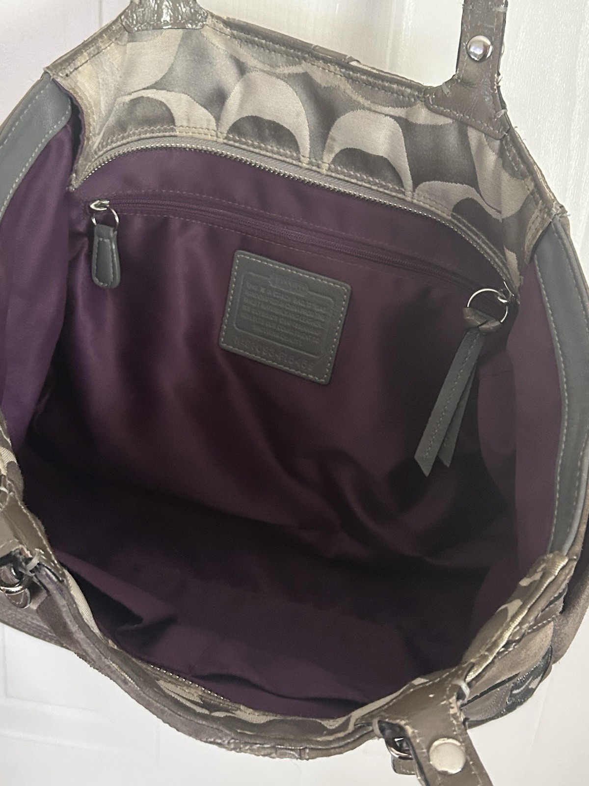 Coach Ocelot Brown Gray Silver Tan Patchwork Tote Purse F15459