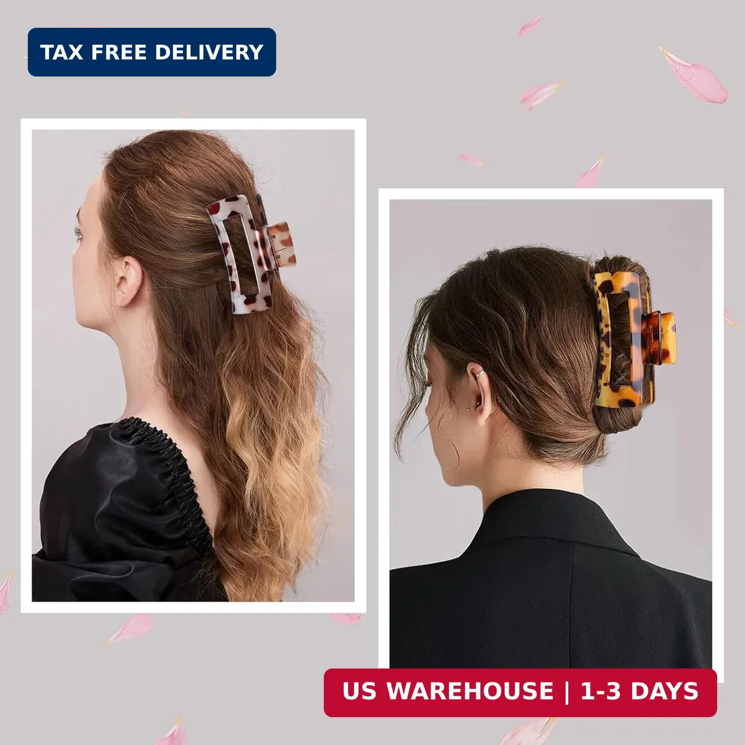 Mandydov 8 Pcs Large Hair Claw Clips 4.1 Inch Non-slip Big Square Matte Claws Le