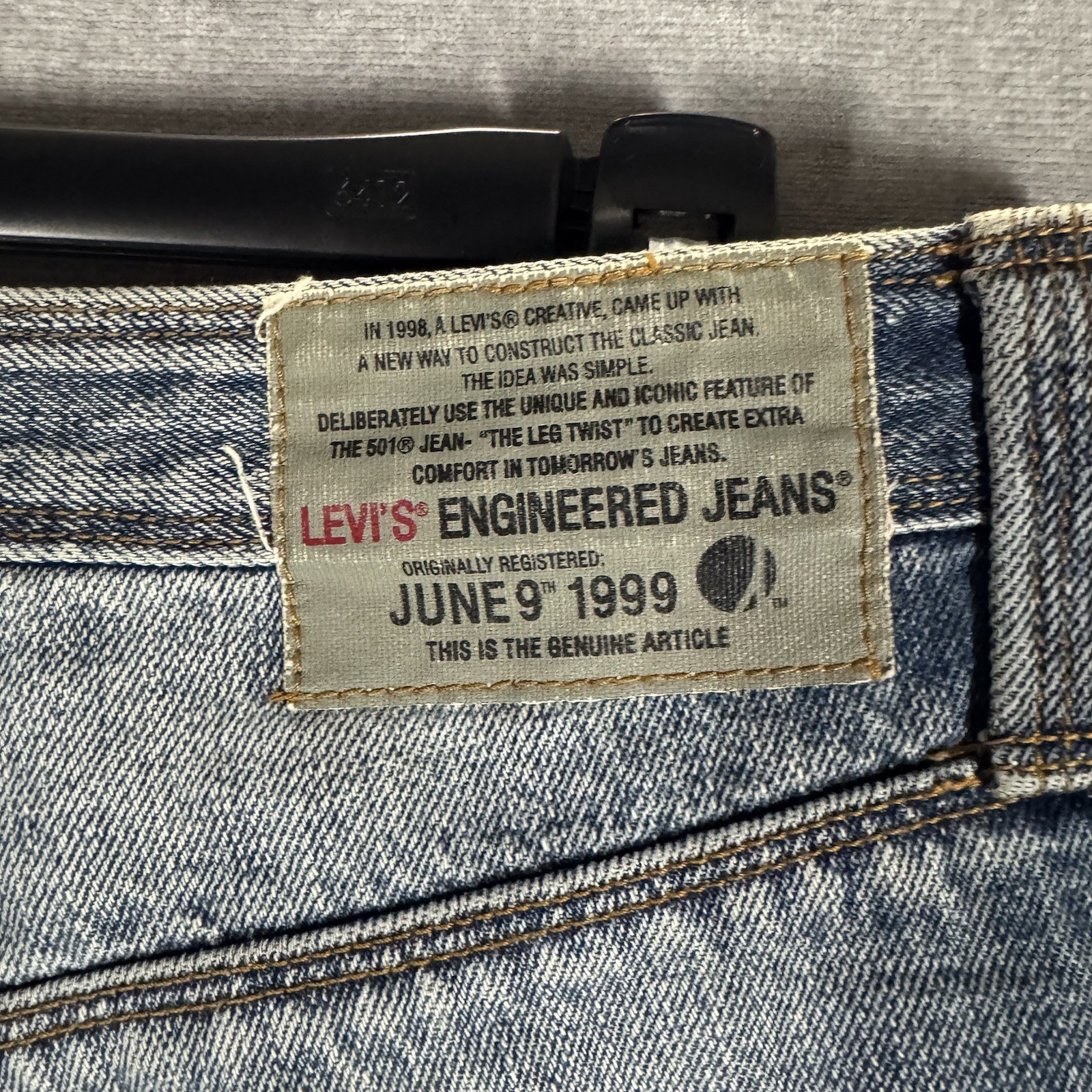 RARE Levi’s Engineered Jeans Twisted Denim Vintage 1999 Mens 30×33 Indigo Skull