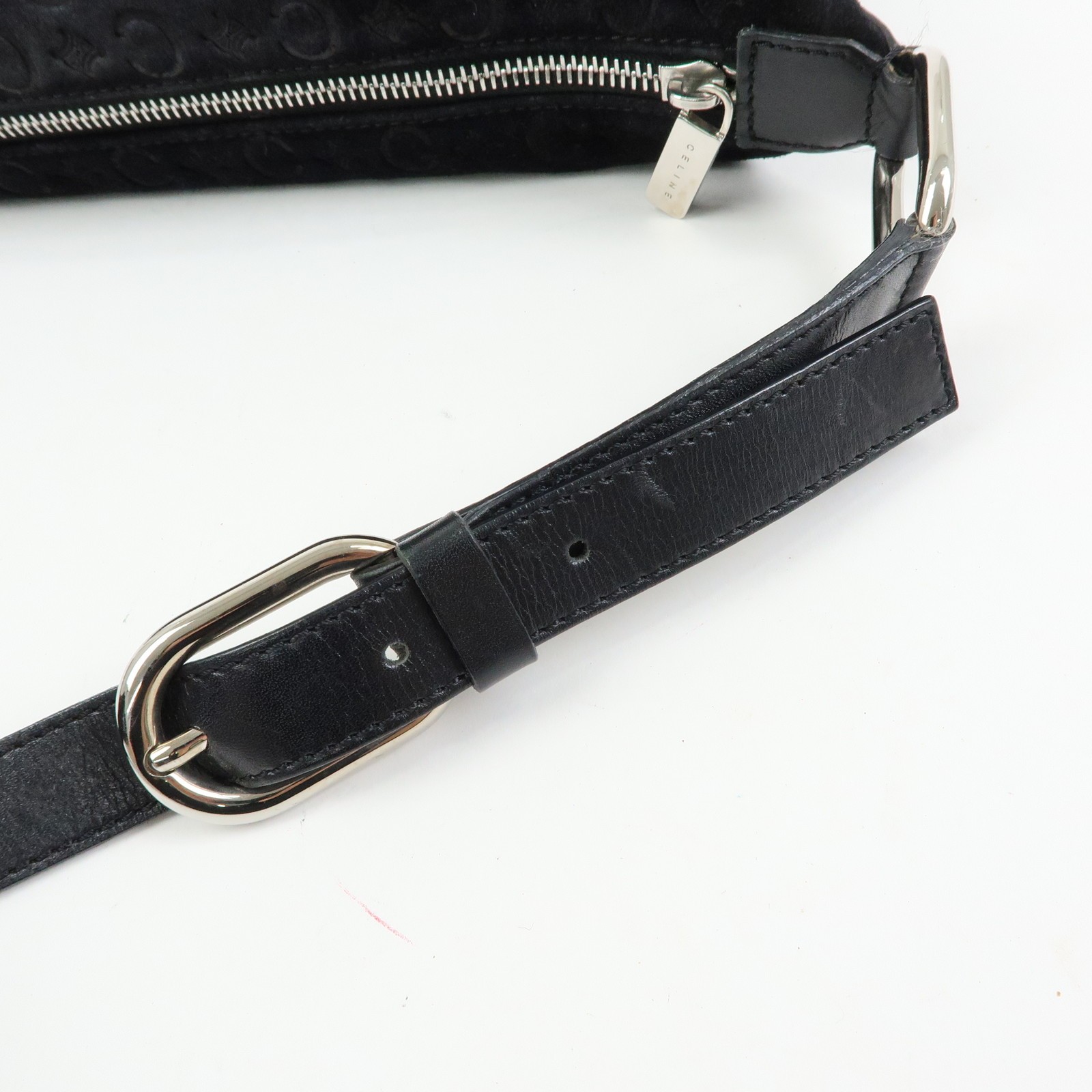 CELINE C Macadam Suede Leather Shoulder Bag Hand Bag Black Authentic Used F/S