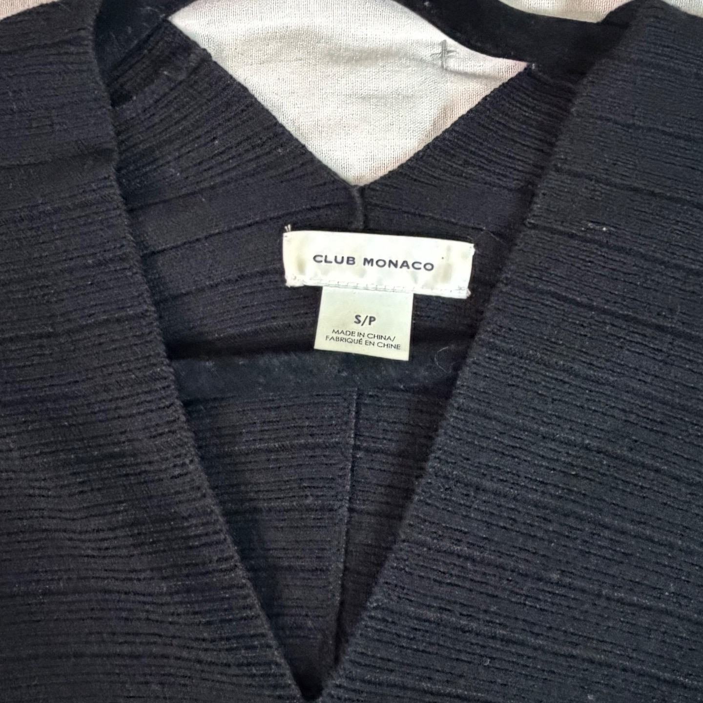 Club Monaco Wool Sweater Top Small Black Old Money Quiet Luxury Minimal Classic