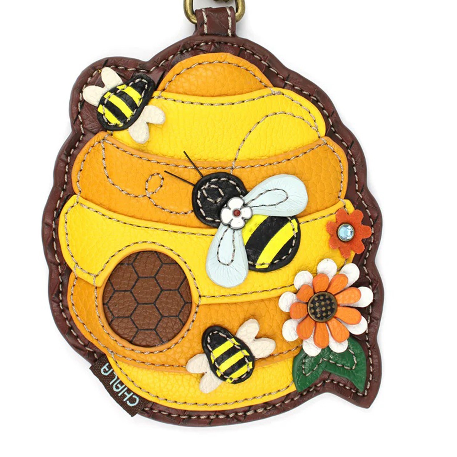 Chala BEE HIVE Key Fob / Coin Purse Keychain, Purse Charm 5 x 5 x 0.3″ NWT