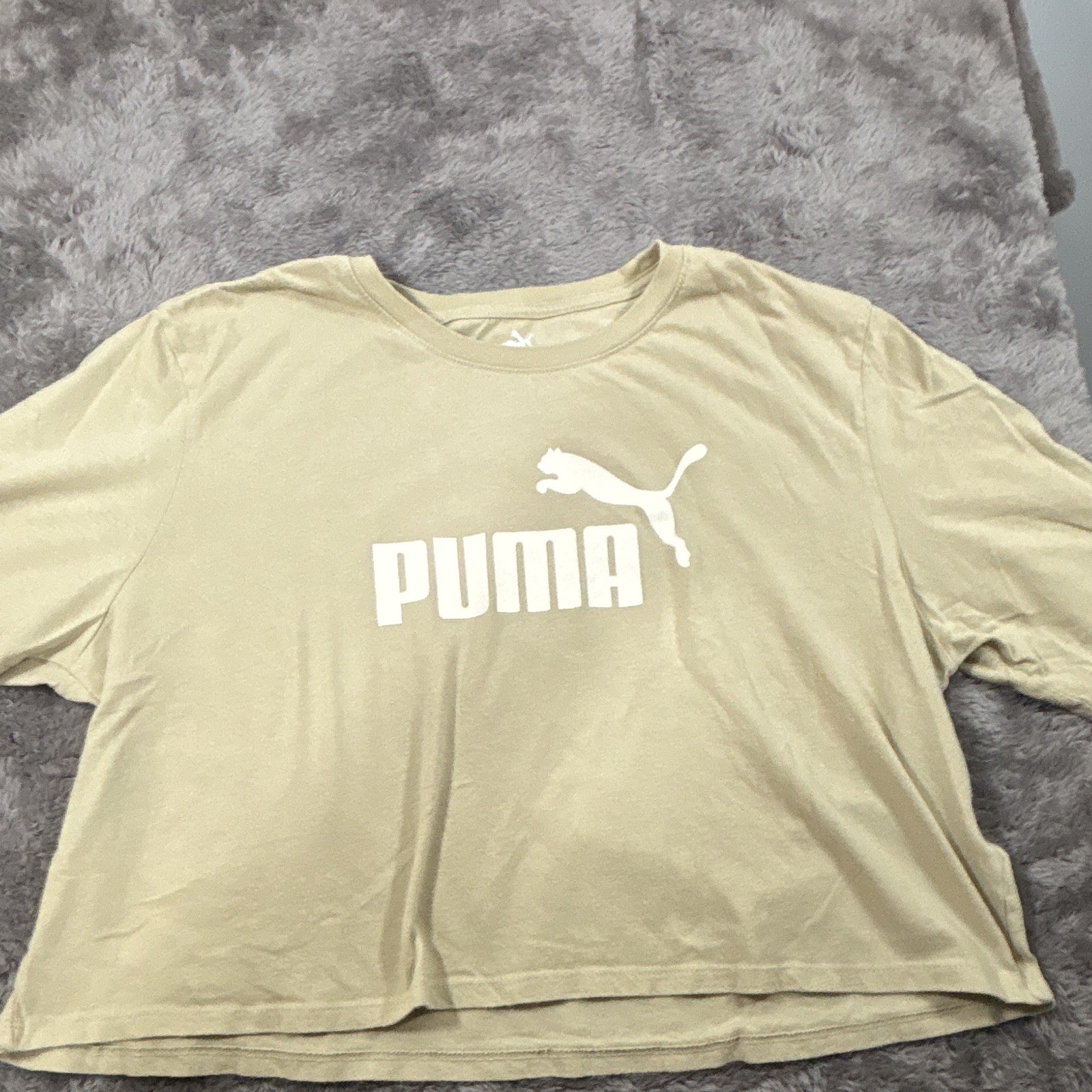 PUMA Women’s Crop Top Oversize Boxy Lemon Lime Green Size Large EUC