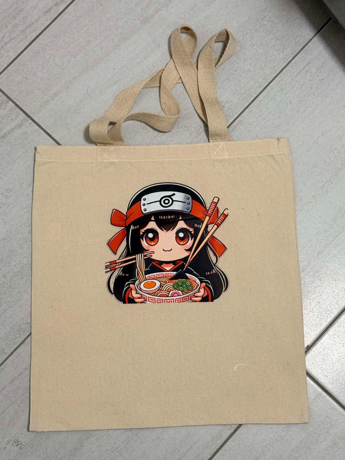 Ramen Tote Bag Hand Pressed 15 X 16