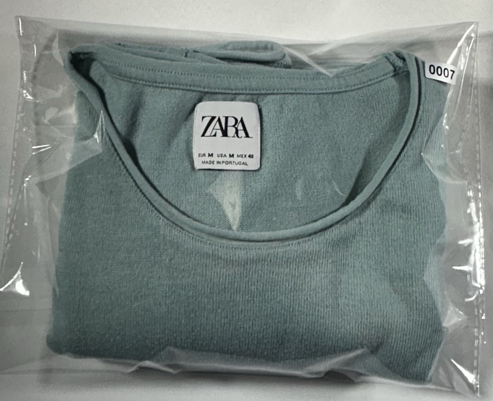 ZARA Mint Green Solid Round Neck Top Size M