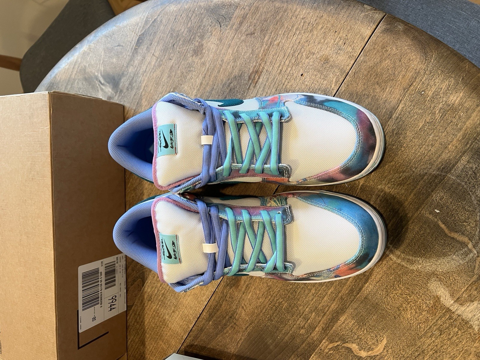 Size 15 – Futura Laboratories x Nike Dunk SB Low Bleached Aqua