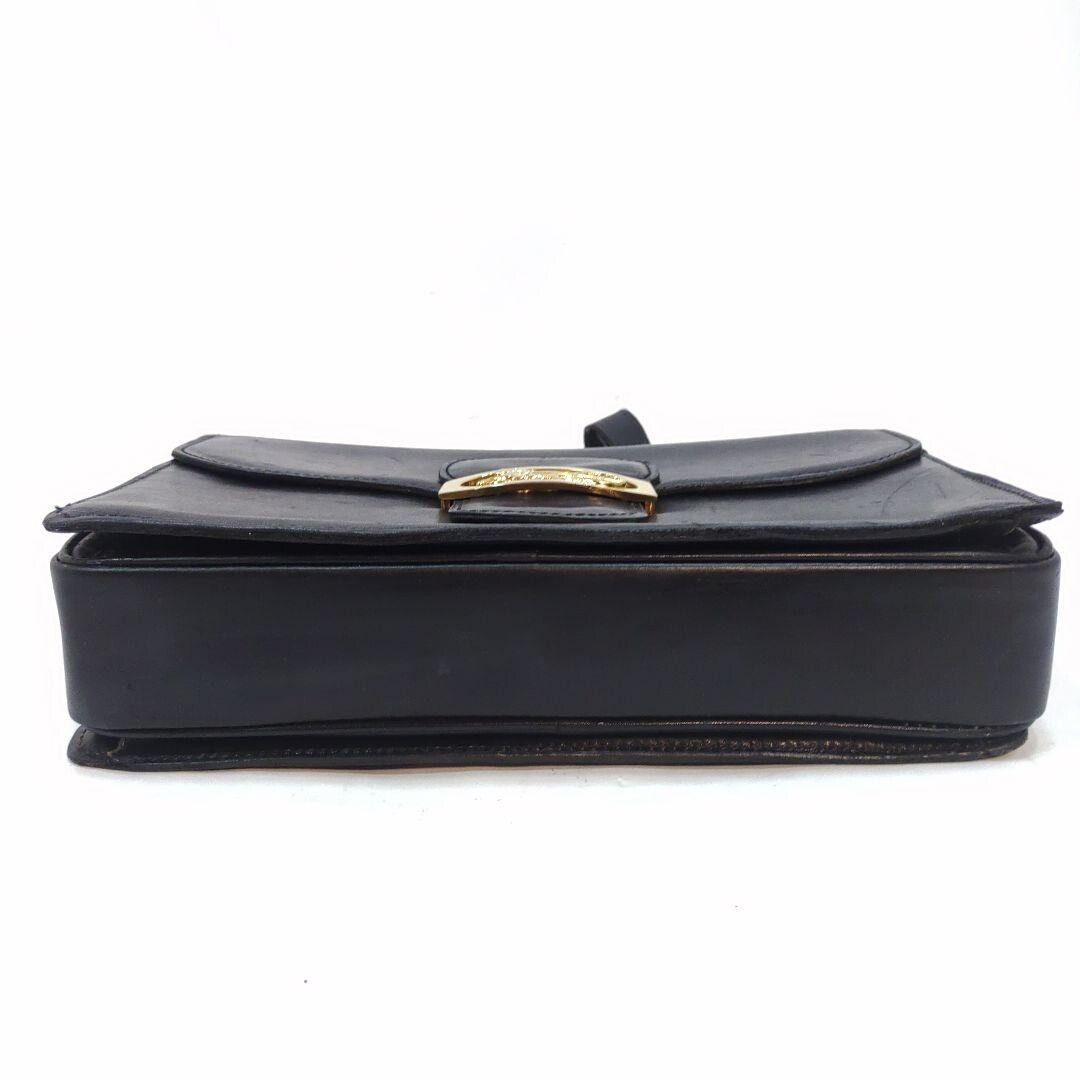 CELINE Shoulder bag Leather Horse carriage hardware Black Vintage From Japan