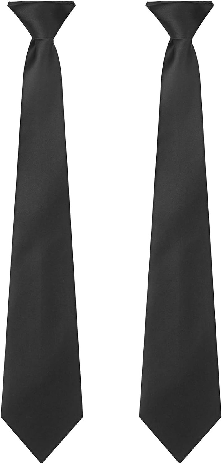 Men’s Clip On Ties 20 Inches Solid Color Clip-on Neckties 2pc Black Ties