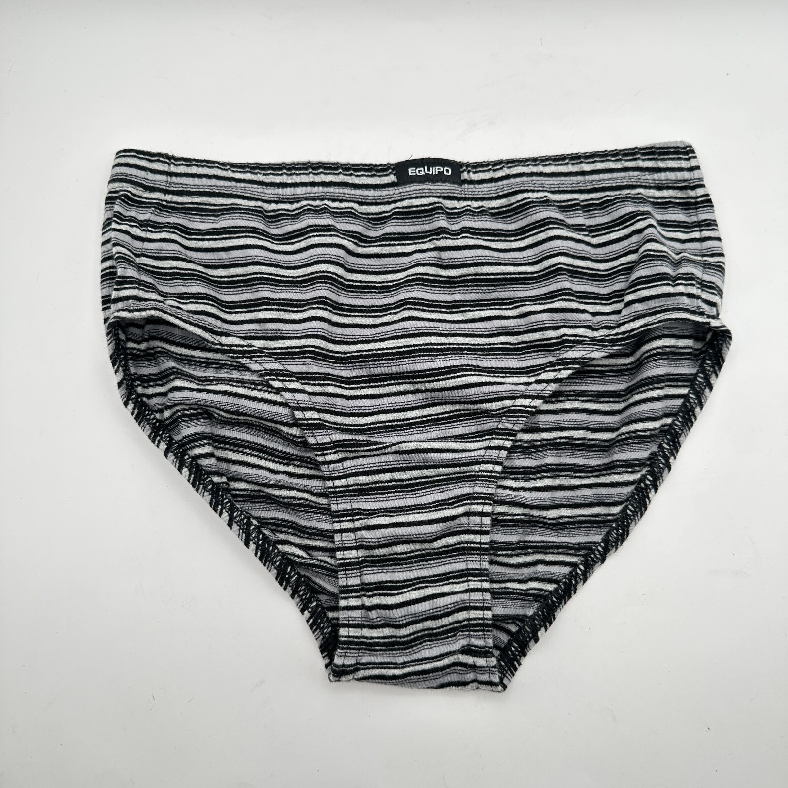 Equipo Brief Underwear Mens S Black Gray Striped Full Coverage Elastic Waistband