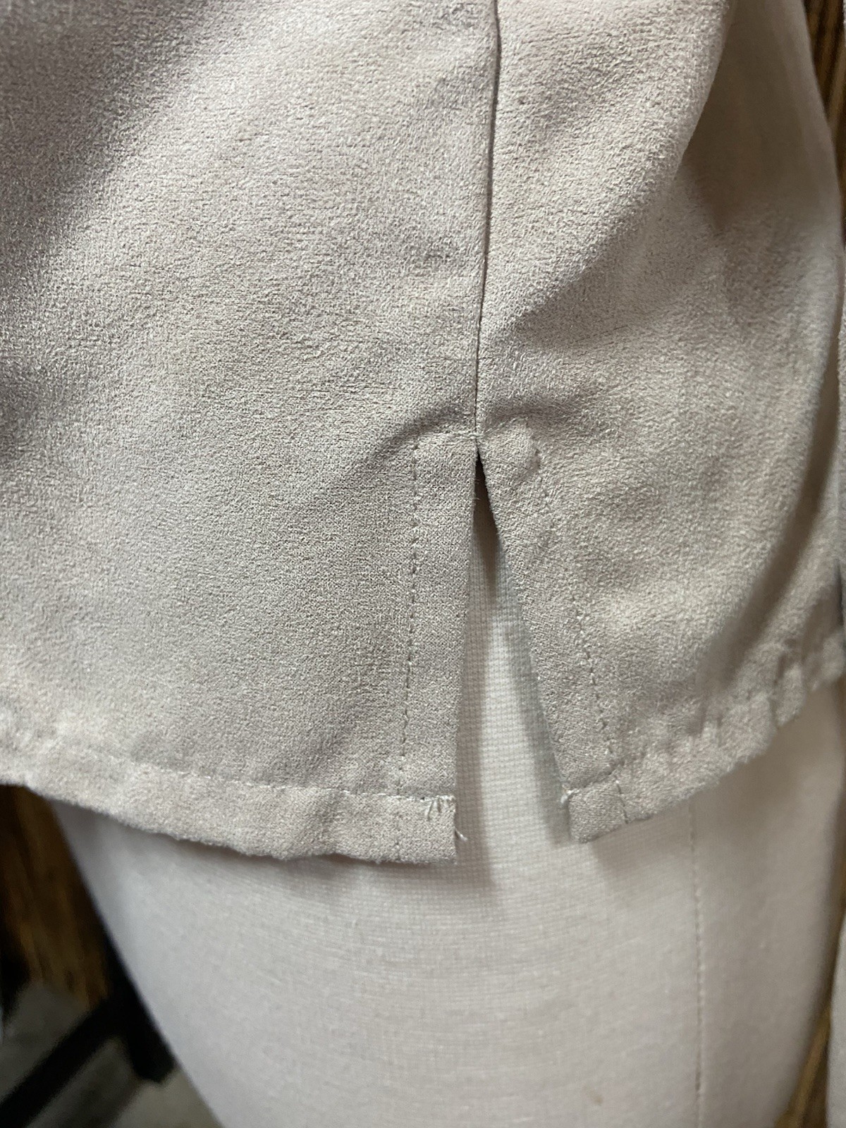 Cato L Beige Solid Collared Button-Front Long Sleeve Woven Polyester Top