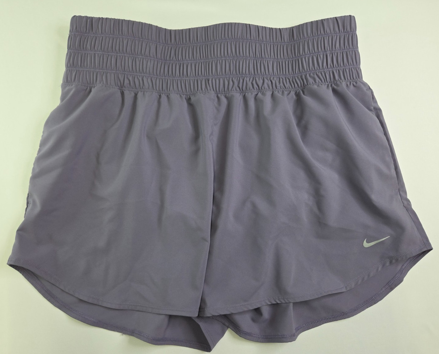 Nike Womens Dark Purple 3″ High Waist Brief Lined Shorts Size L DX6642-509