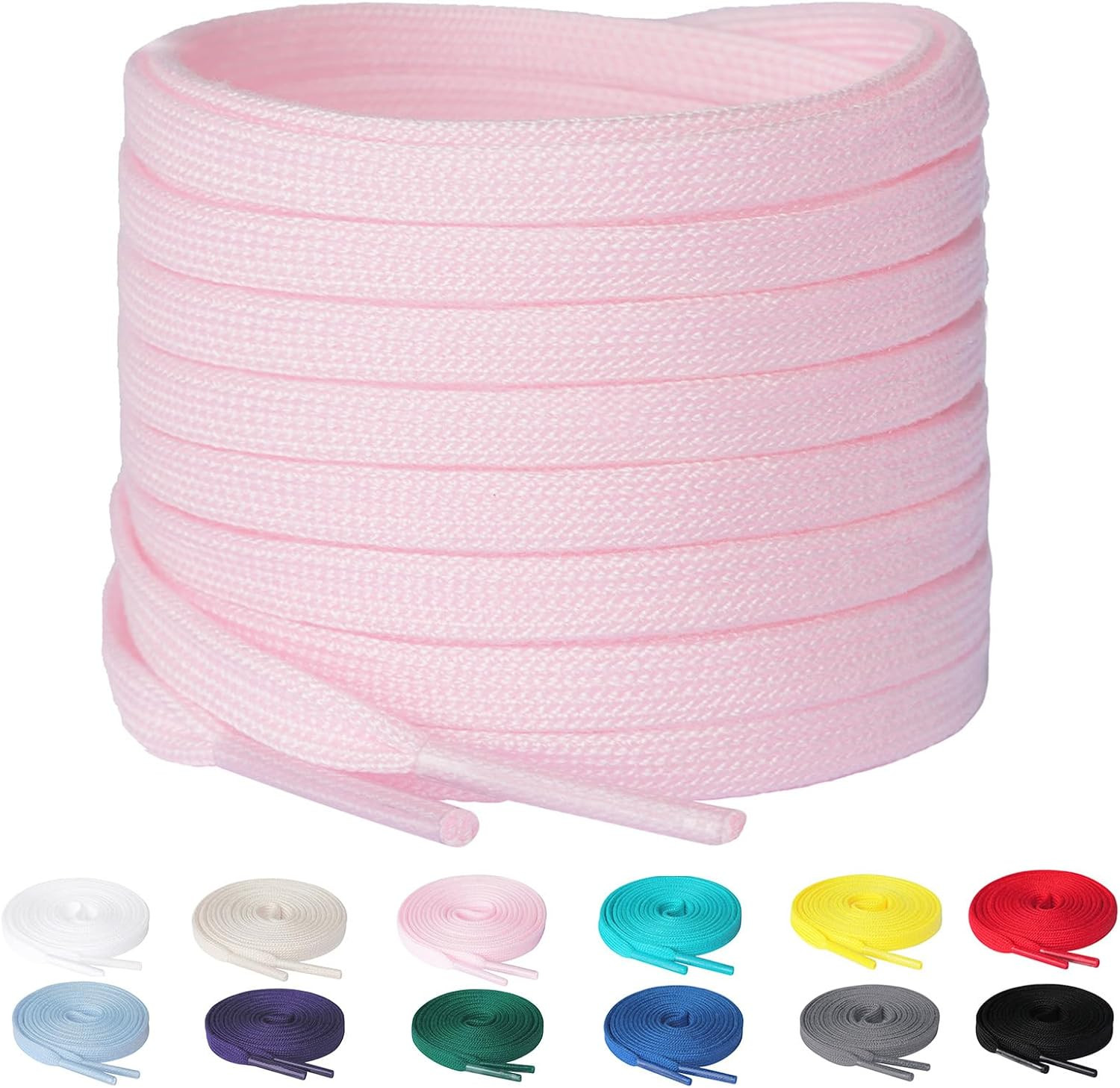 2 Pairs 1/4″ Flat Shoe Laces for Sneakers 11 Colors Athletic Shoelaces in 31″ –