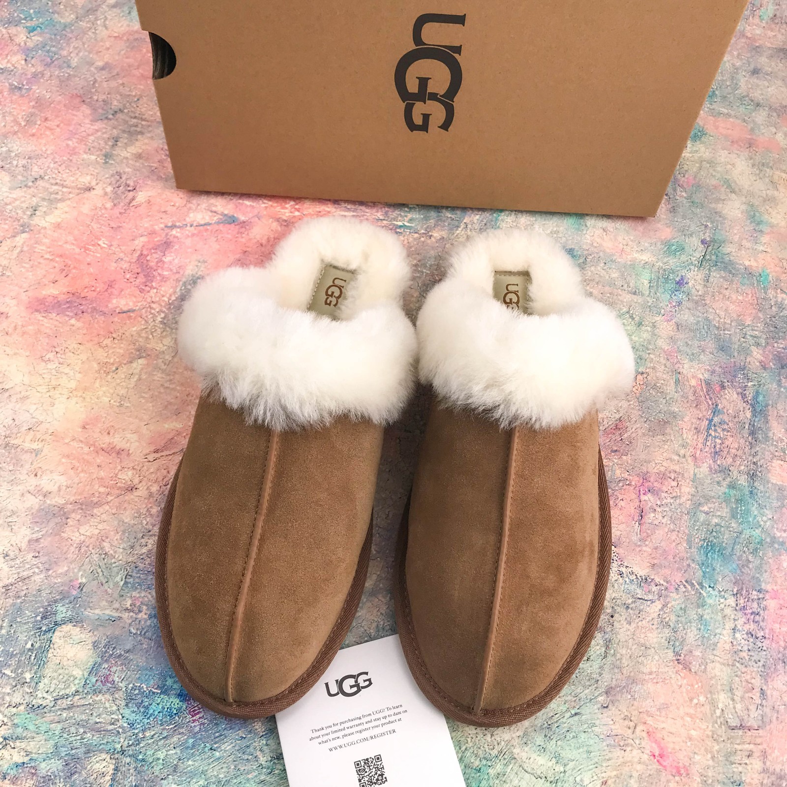 UGG Scuffette II Chestnut Slip On Sheepskin W Wool Flat Women’s Slippers US6-11
