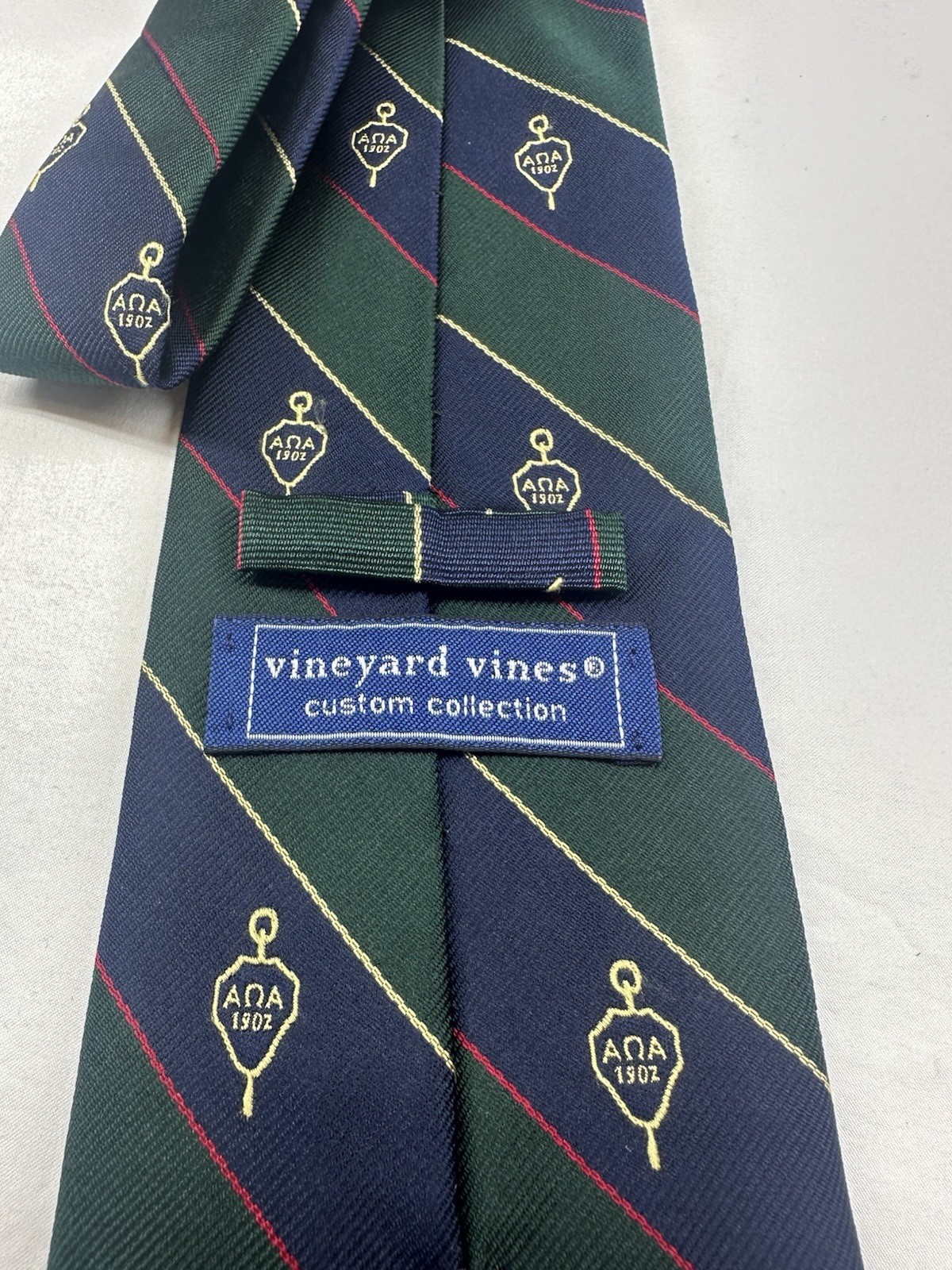 Vineyard Vines Custom Alpha Phi Alpha 1902 Fraternity stripe tie green