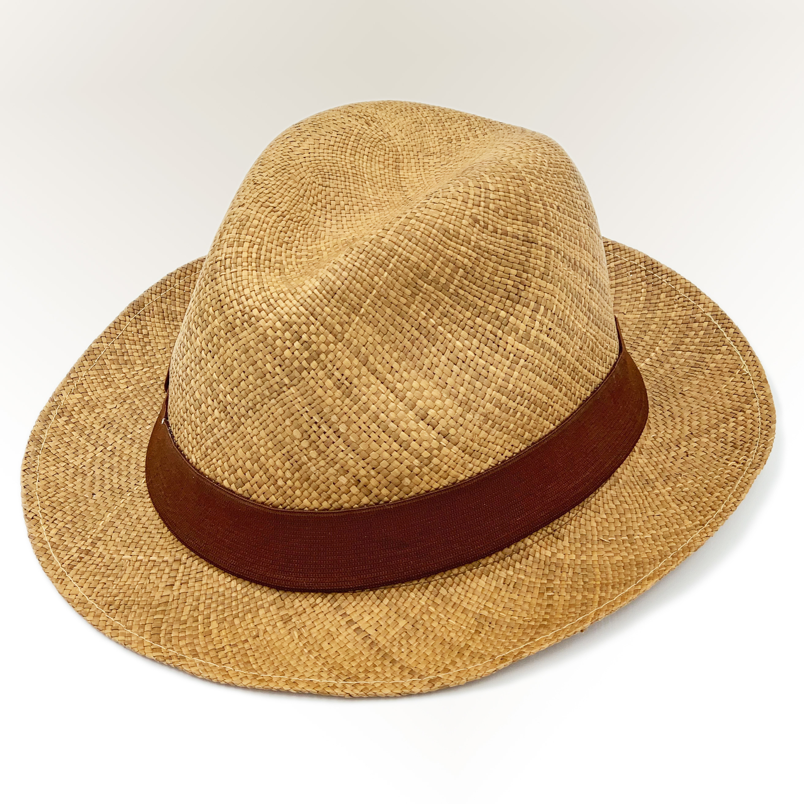HANDWOVEN TRILBY FEDORA GENUINE PANAMA HAT ECUADOR NATURAL COLOR TOQUILLA STRAW