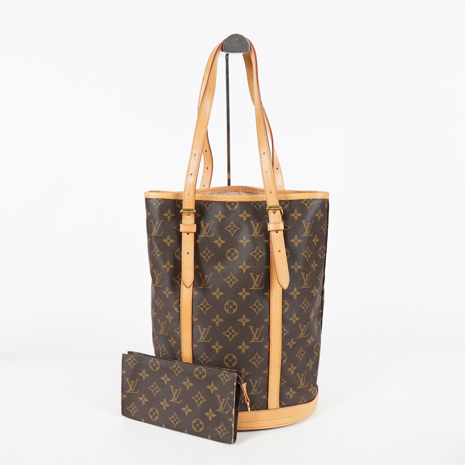 Louis Vuitton Monogram Bucket GM M42236 Tote Bag Brown w/Pouch Used 07E062420019