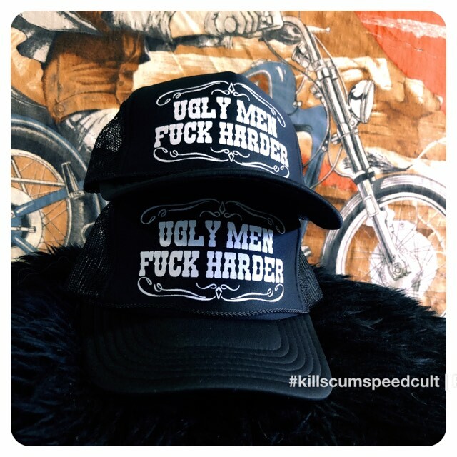 UGLY MEN F* HARDER funny biker old school hat punk vintage party hat shovelhead