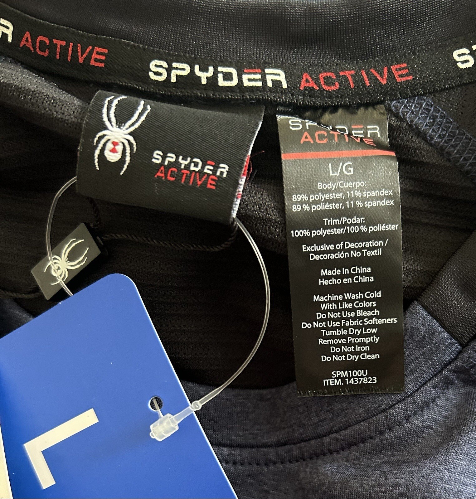 Spyder Active Men’s Long Sleeve Shirt, Color Blue, Large, Stretch, Wicking.