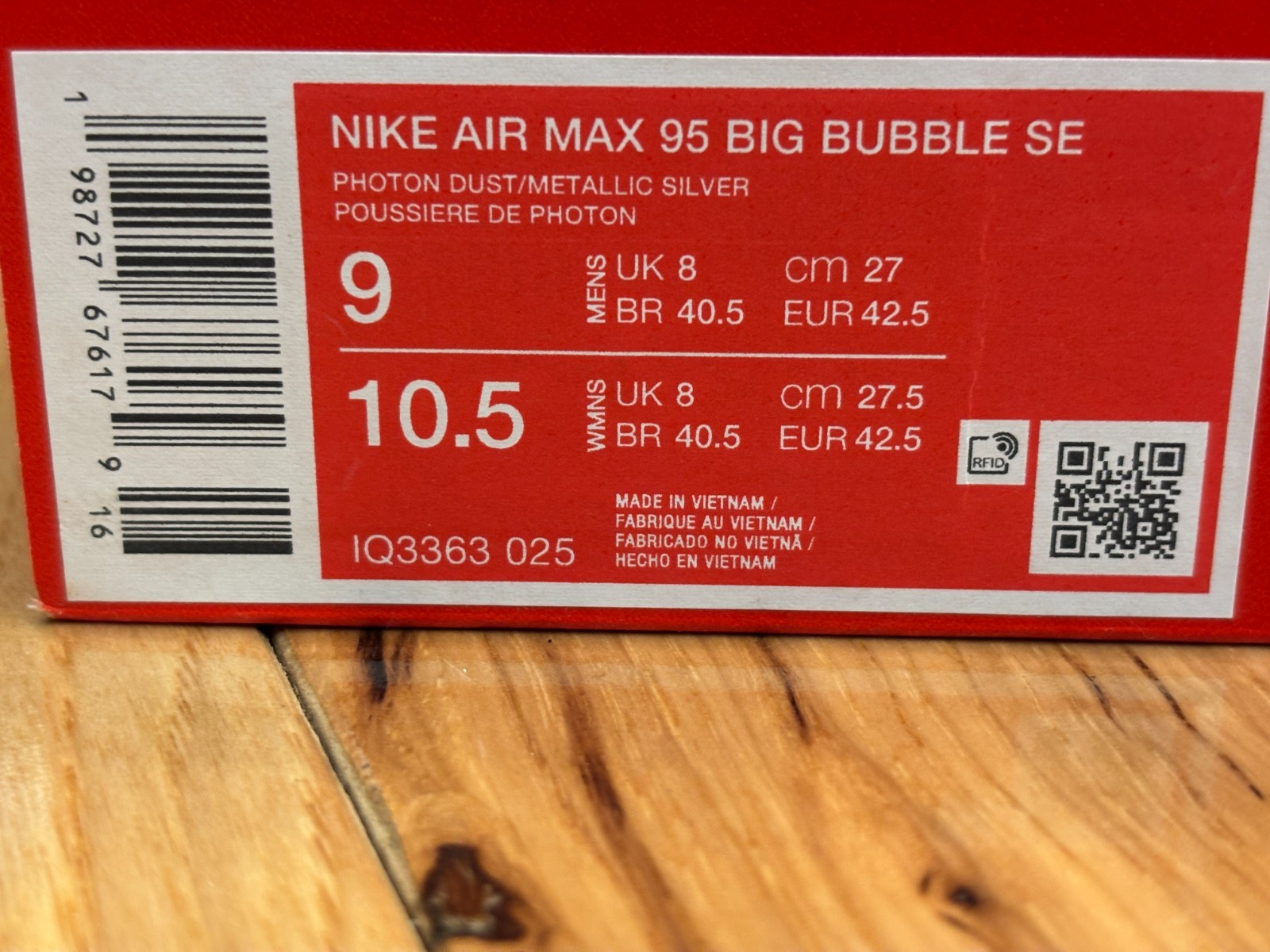 Nike Air Max 95 Big Bubble SE Seongsu Photon Dust Silver IQ3363 025 Size 9